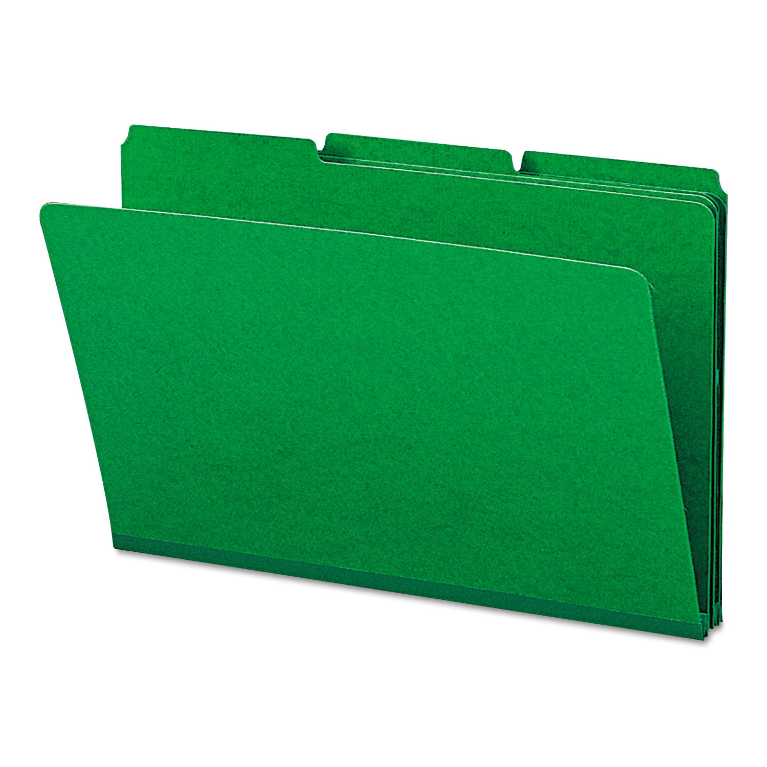 Expanding Recycled Heavy Pressboard Folders, 1/3-Cut Tabs: Assorted, Legal Size, 1" Expansion, Green, 25/Box - 