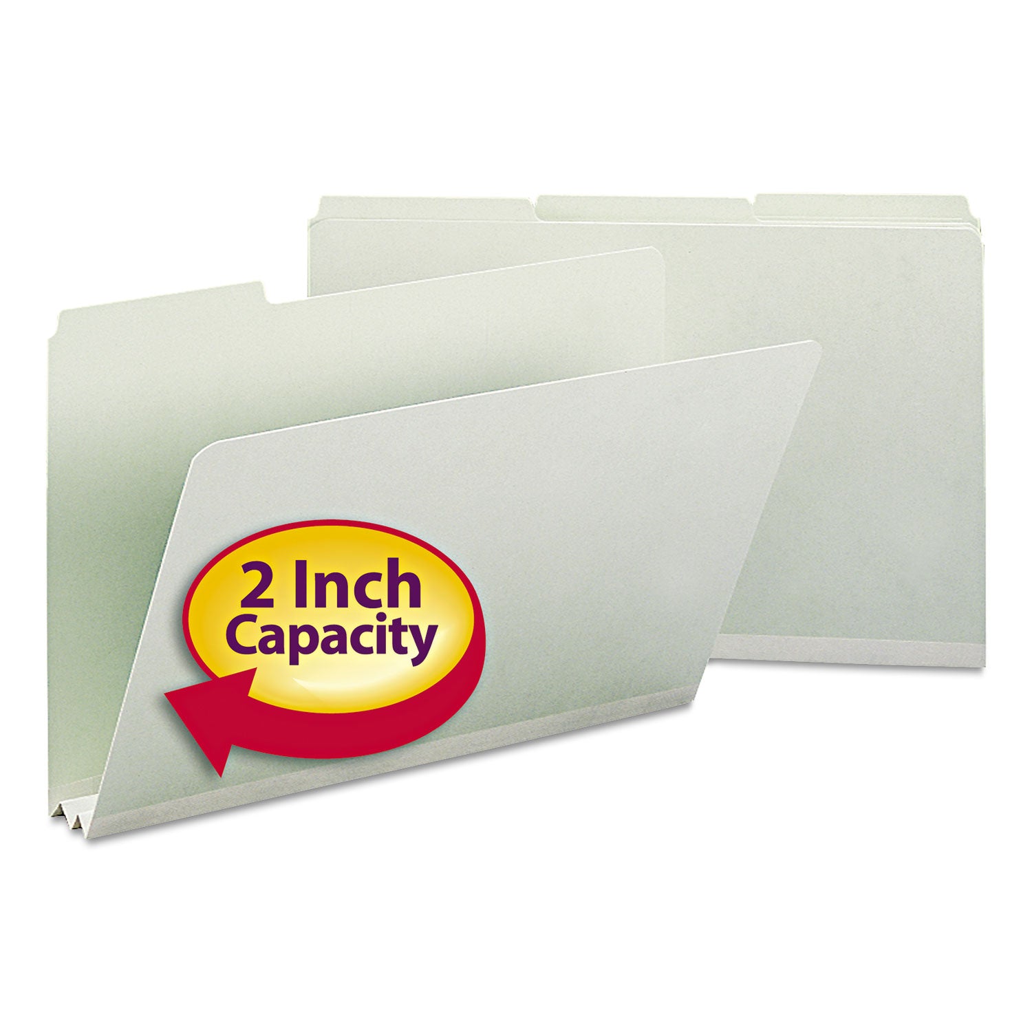 Expanding Recycled Heavy Pressboard Folders, 1/3-Cut Tabs: Assorted, Legal Size, 2" Expansion, Gray-Green, 25/Box - 