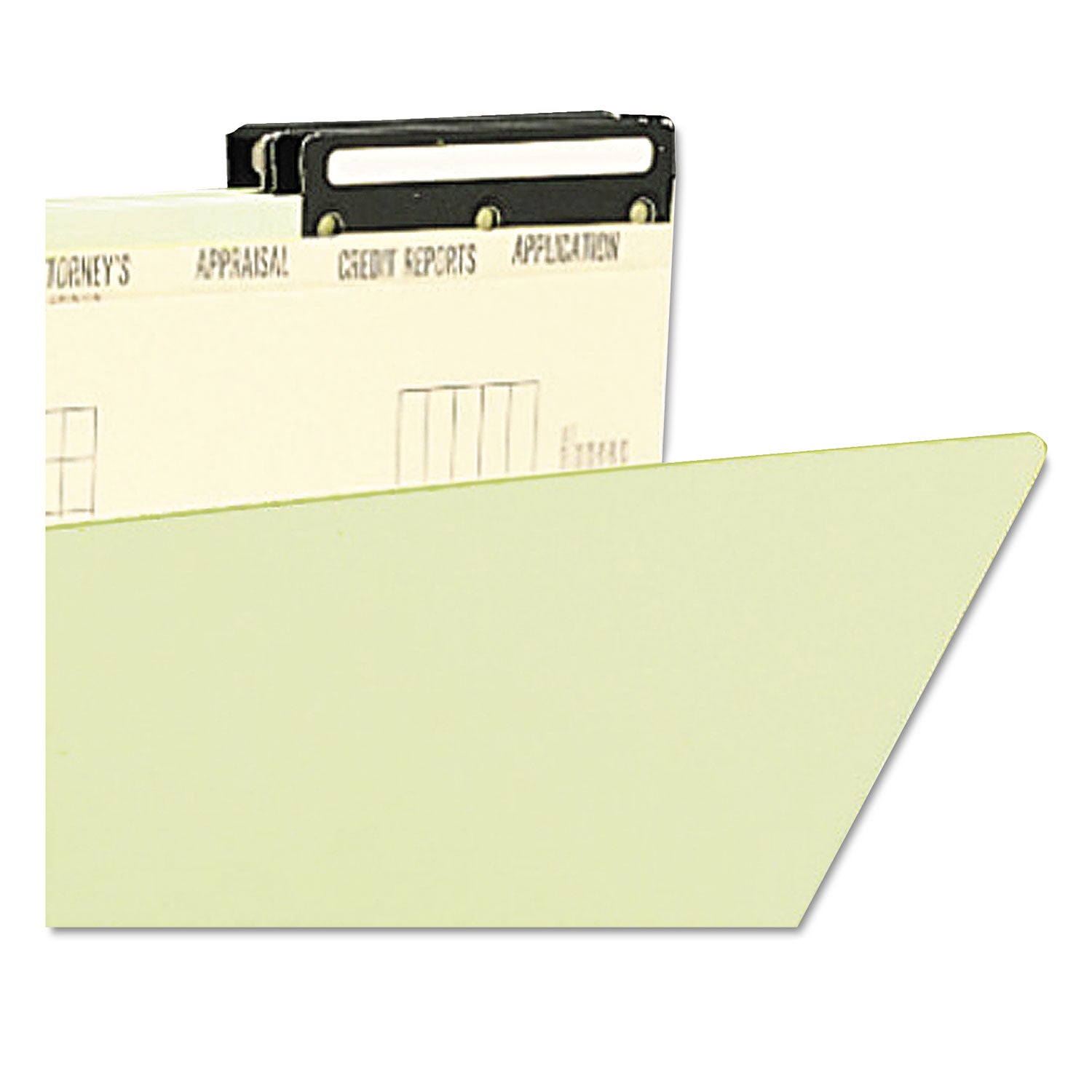 Pressboard Mortgage Folders, 1" Expansion, 8 Dividers, 1 Fastener, Legal Size, Green Exterior, 10/Box - 