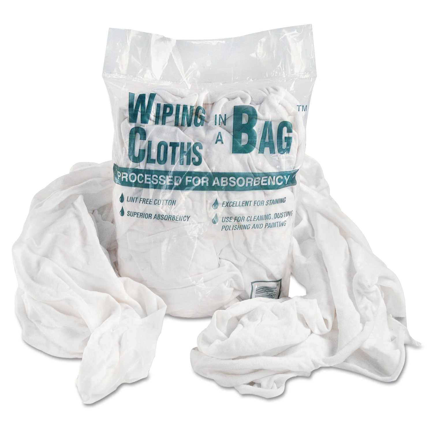 Bag-A-Rags Reusable Wiping Cloths, Cotton, White, 1 lb Pack - 