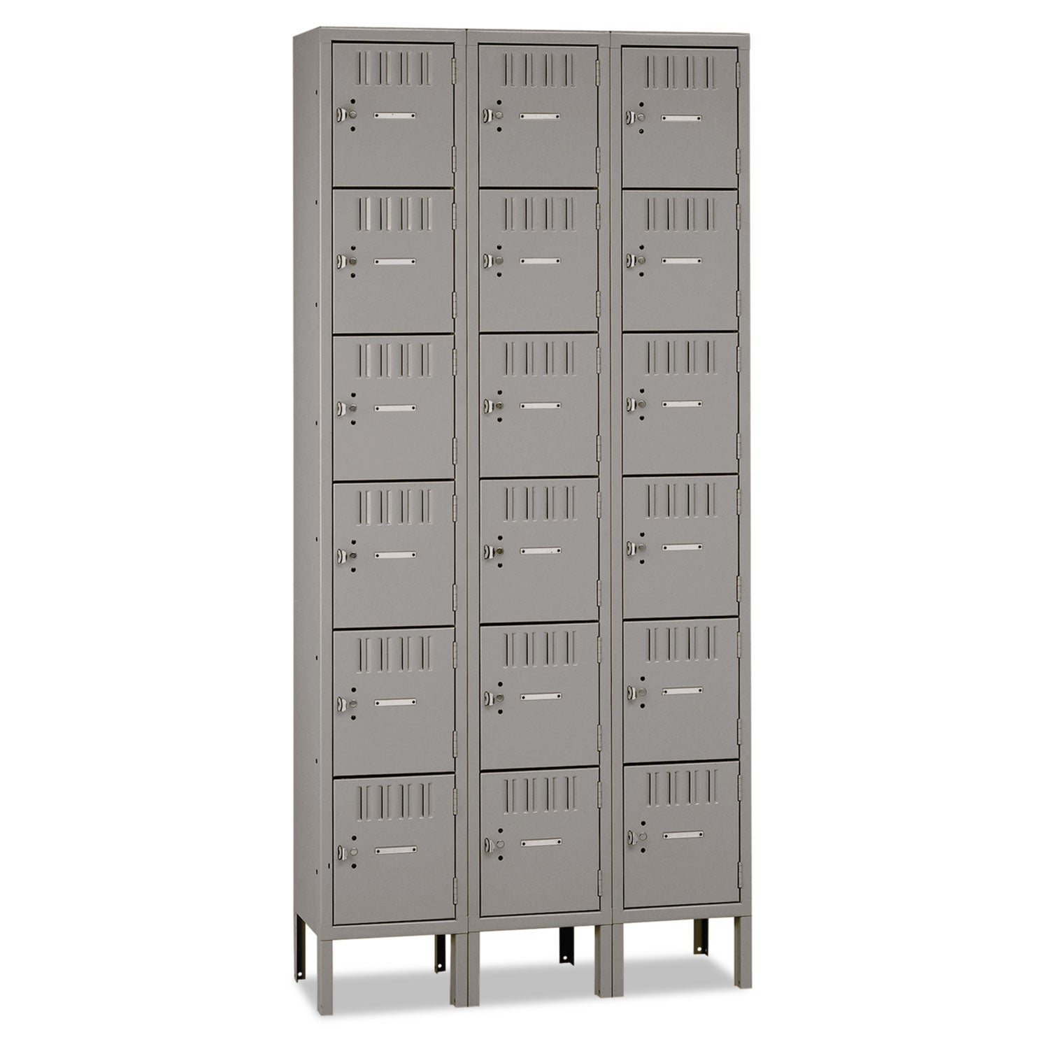 Box Compartments with Legs, Triple Stack, 36w x 18d x 78h, Medium Gray - 