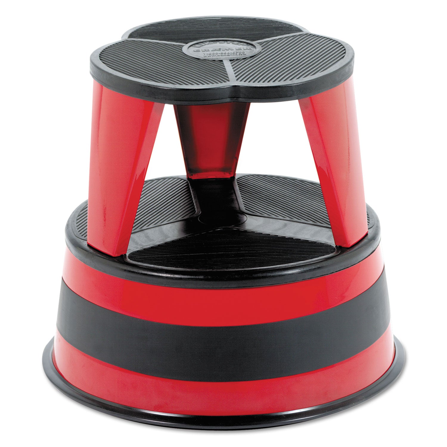 Kik-Step Steel Step Stool, 2-Step, 350 lb Capacity, 16" Diameter x 14.25"h, Red - 