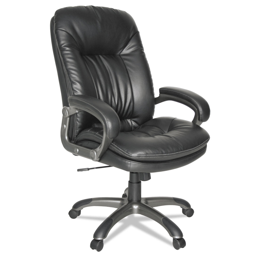 Executive Swivel/Tilt Bonded Leather High-Back Chair, Supports Up to 250 lb, 18.50" to 21.65" Seat Height, Black - 