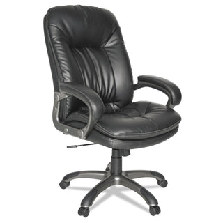 Executive Swivel/Tilt Bonded Leather High-Back Chair, Supports Up to 250 lb, 18.50" to 21.65" Seat Height, Black - 