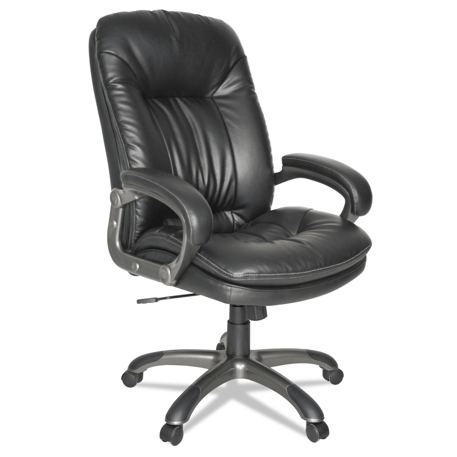 Executive Swivel/Tilt Bonded Leather High-Back Chair, Supports Up to 250 lb, 18.50" to 21.65" Seat Height, Black - 
