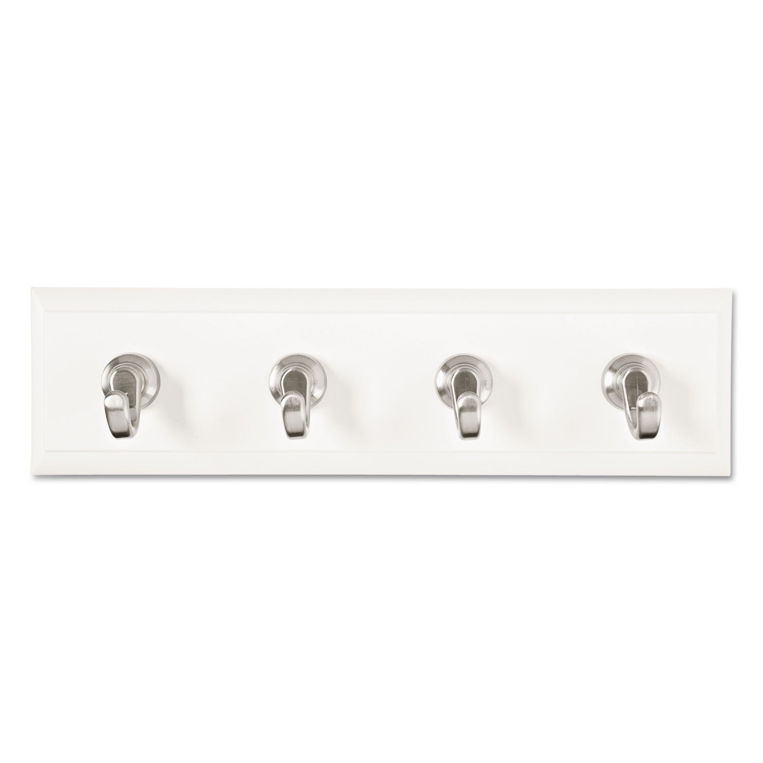 Decorative Key Rail, Plastic, Quartz/Silver, 8 x 1.5 x 2.13, 4 Hooks/Pack