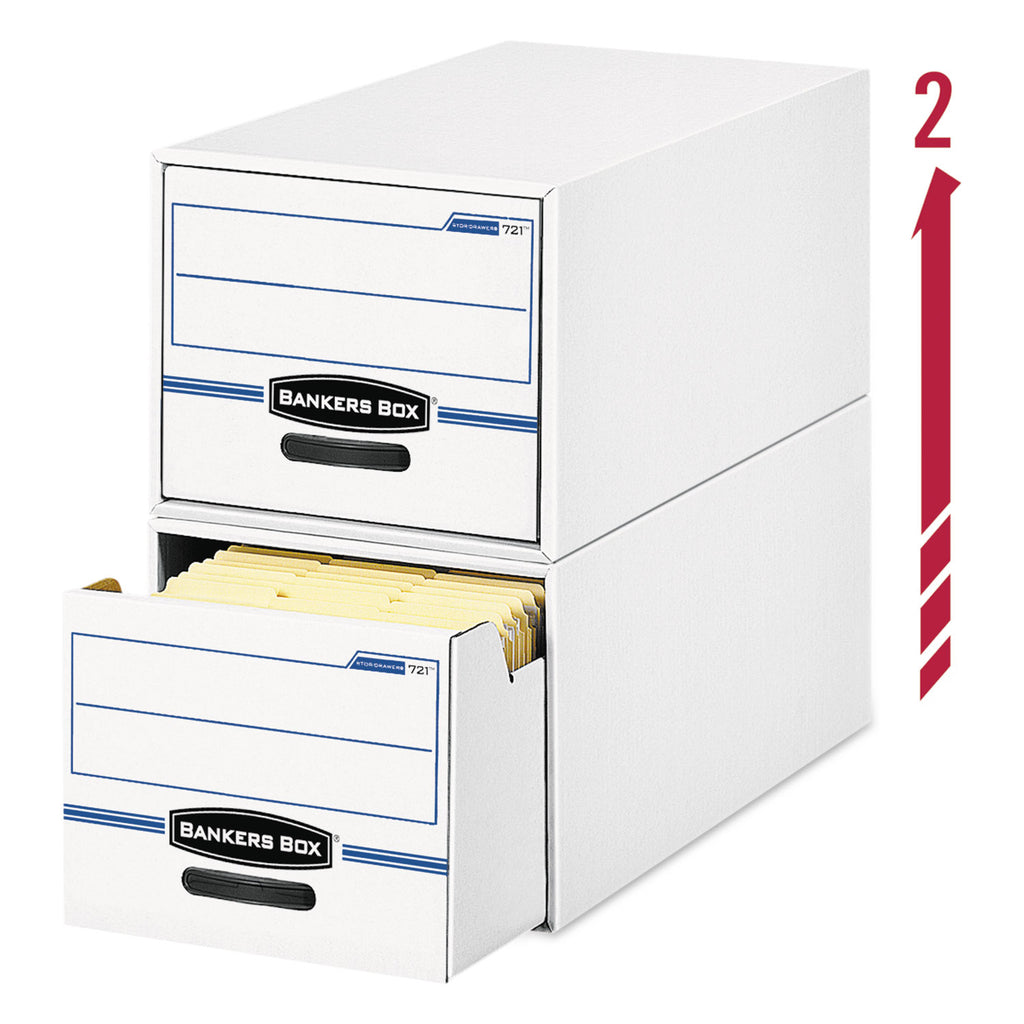 STOR/DRAWER Basic Space-Savings Storage Drawers, Letter Files, 14" x 25.5" x 11.5", White/Blue, 6/Carton - 