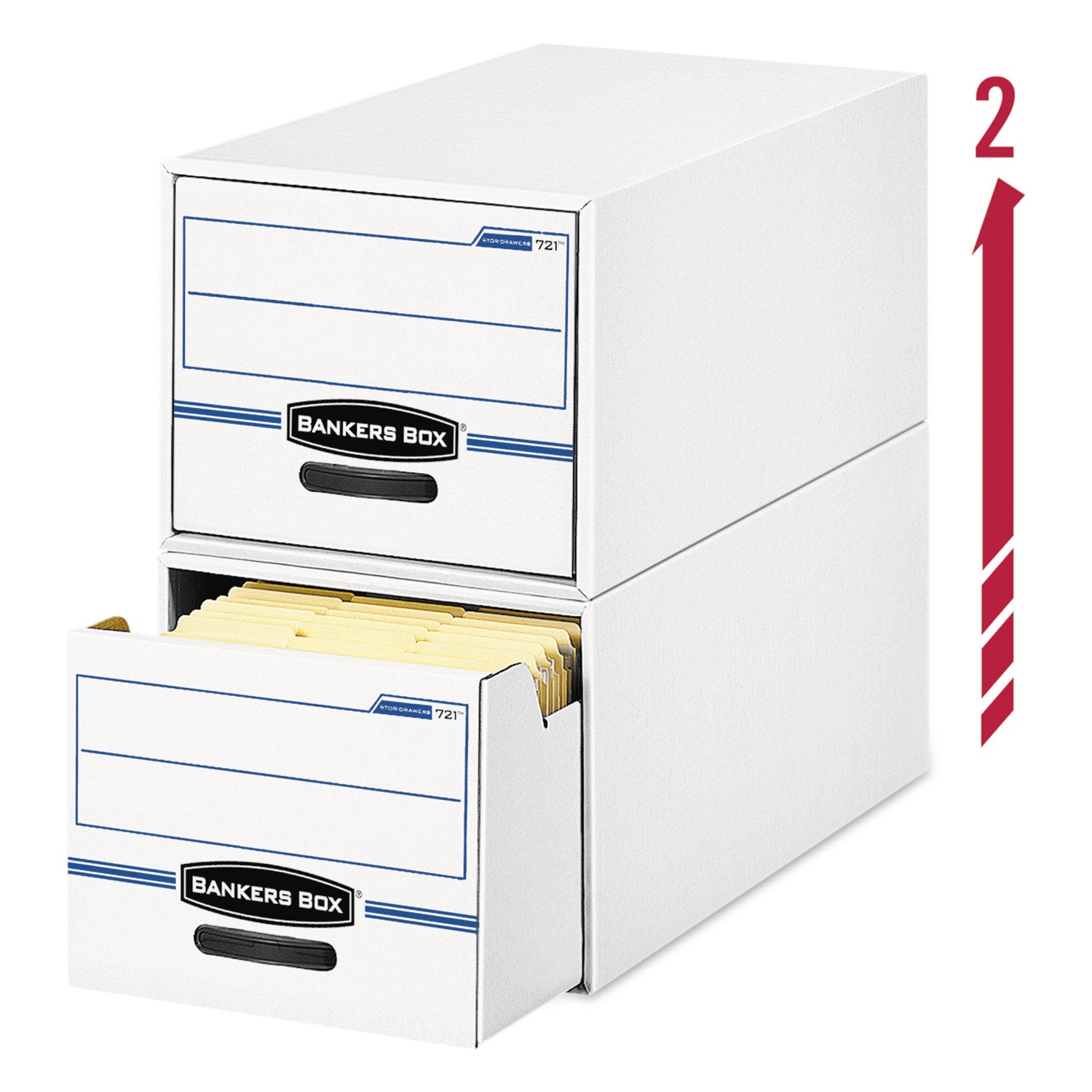 STOR/DRAWER Basic Space-Savings Storage Drawers, Letter Files, 14" x 25.5" x 11.5", White/Blue, 6/Carton - 