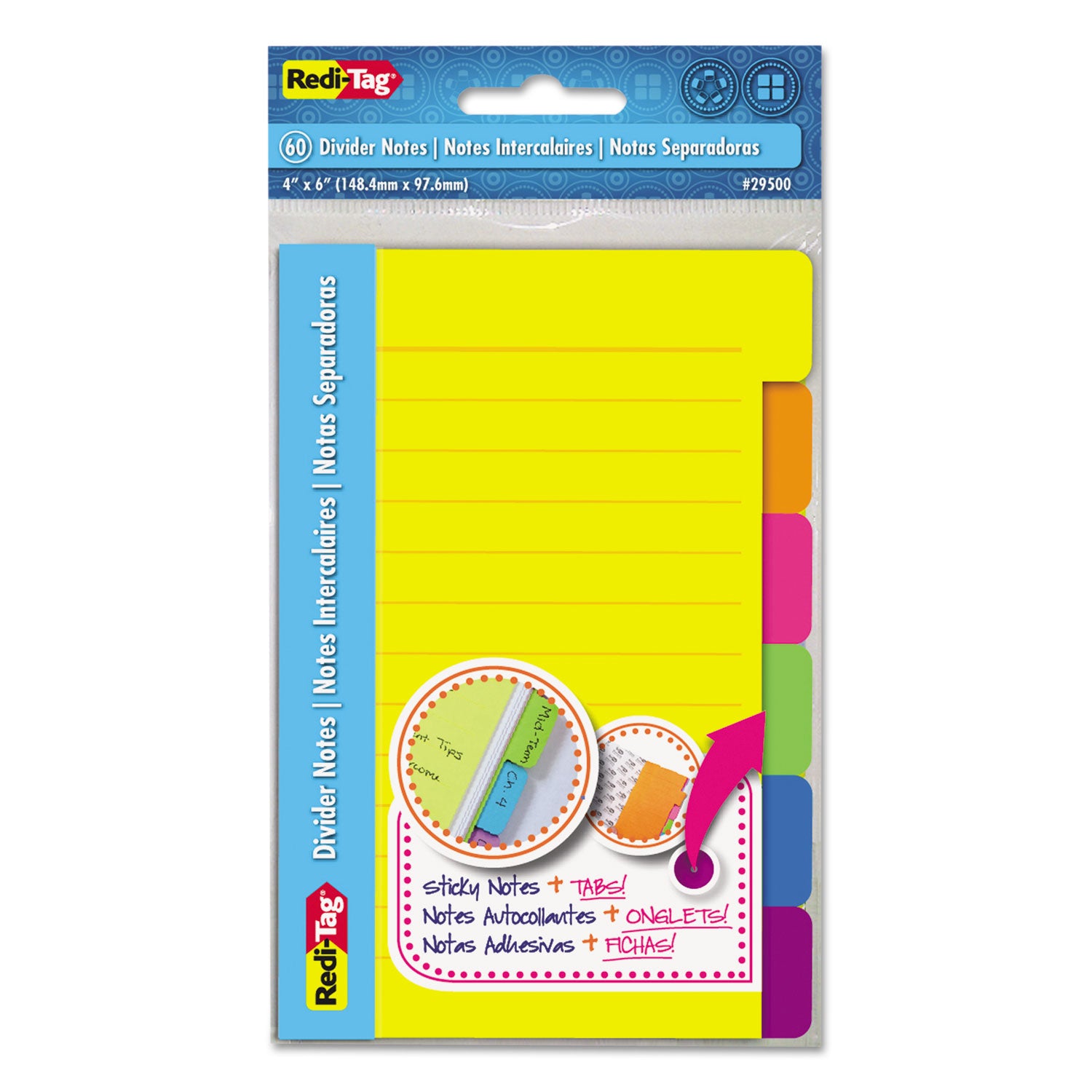 index-sticky-notes-6-tab-sets-note-ruled-4-x-6-assorted-colors-60-sheets-set-2-sets-pack_rtg29500 - 1