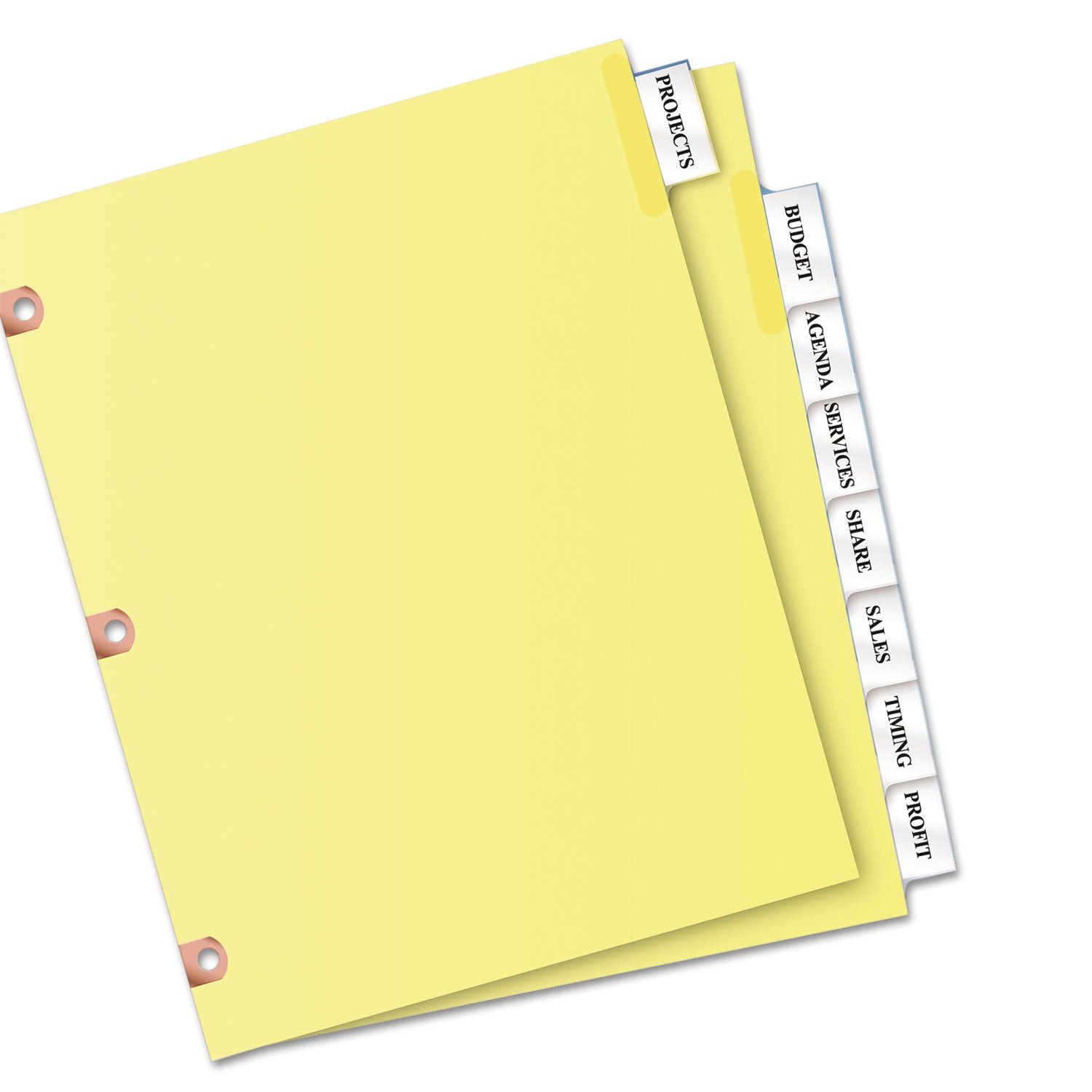 Insertable Big Tab Dividers, 8-Tab, Double-Sided Gold Edge Reinforcing, 11 x 8.5, Buff, Clear Tabs, 1 Set - 