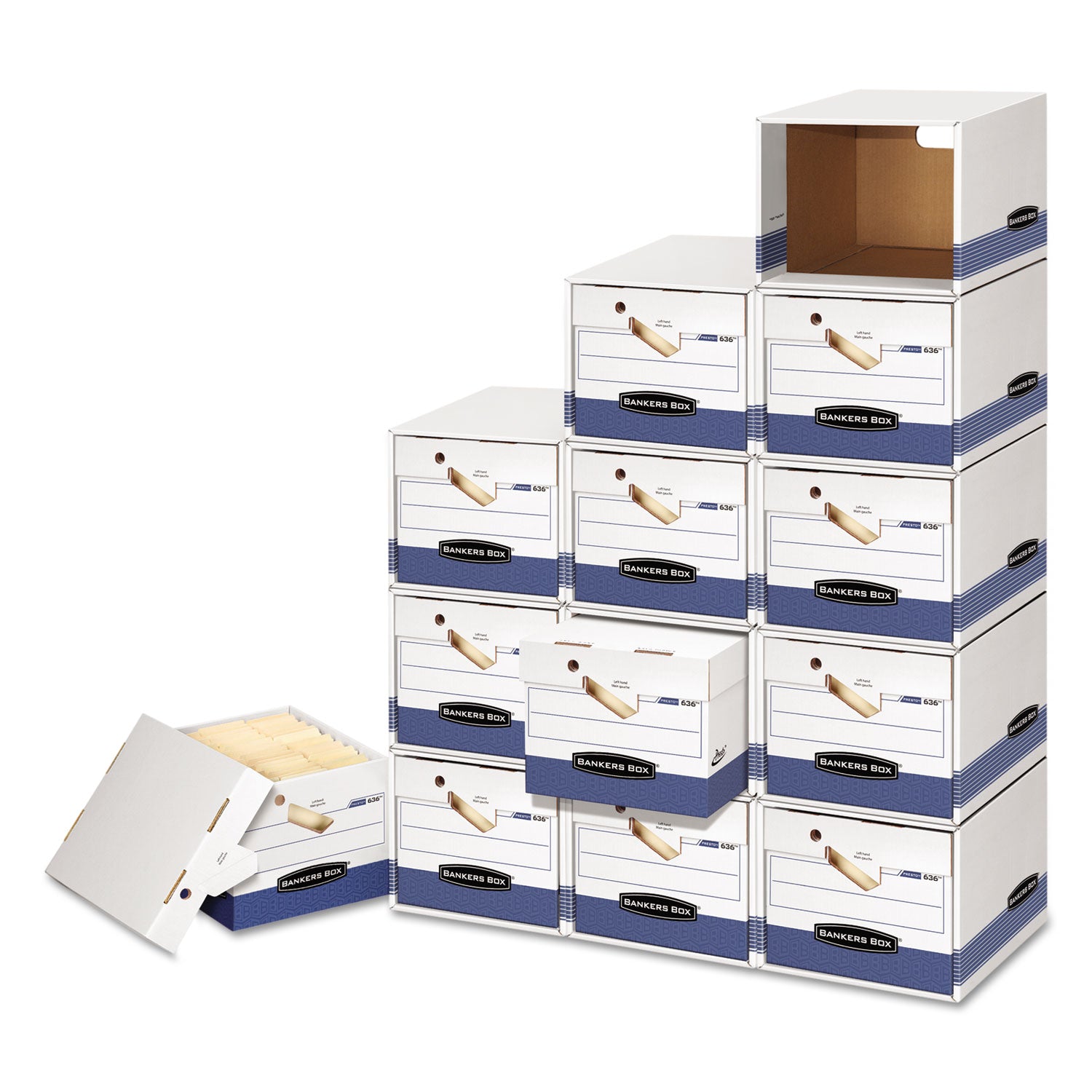 File/Cube Box Shell, Legal/Letter, 23.75 x 19.75, White/Blue, 6/Carton - 