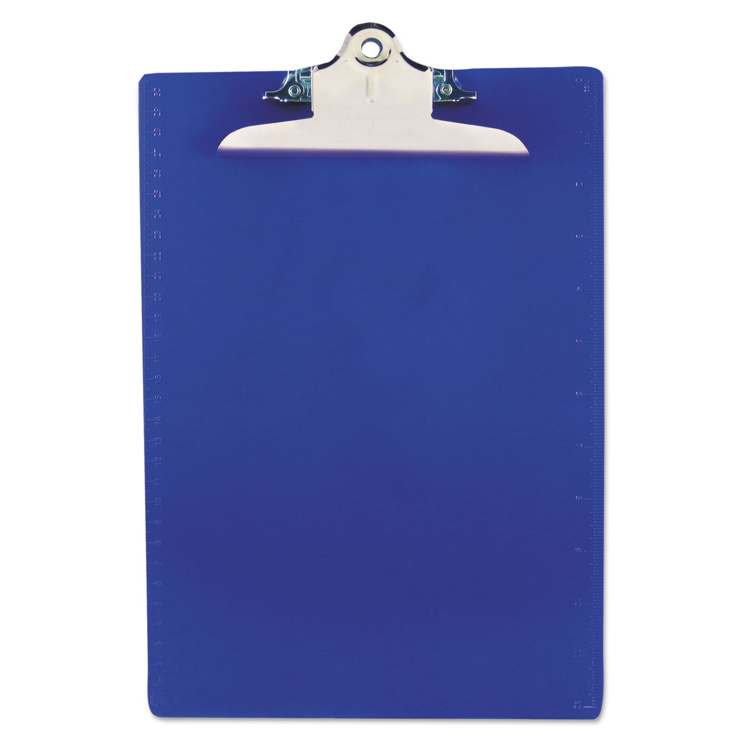 Recycled Plastic Clipboard with Ruler Edge, 1" Clip Capacity, Holds 8.5 x 11 Sheets, Blue - 