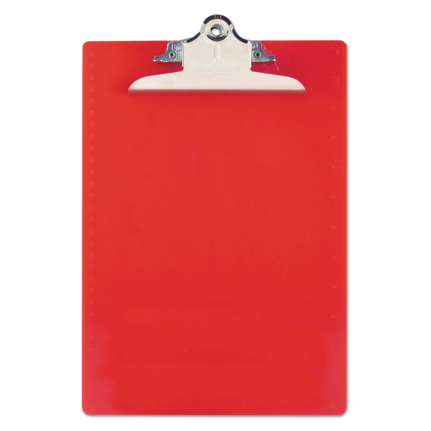Recycled Plastic Clipboard with Ruler Edge, 1" Clip Capacity, Holds 8.5 x 11 Sheets, Red - 