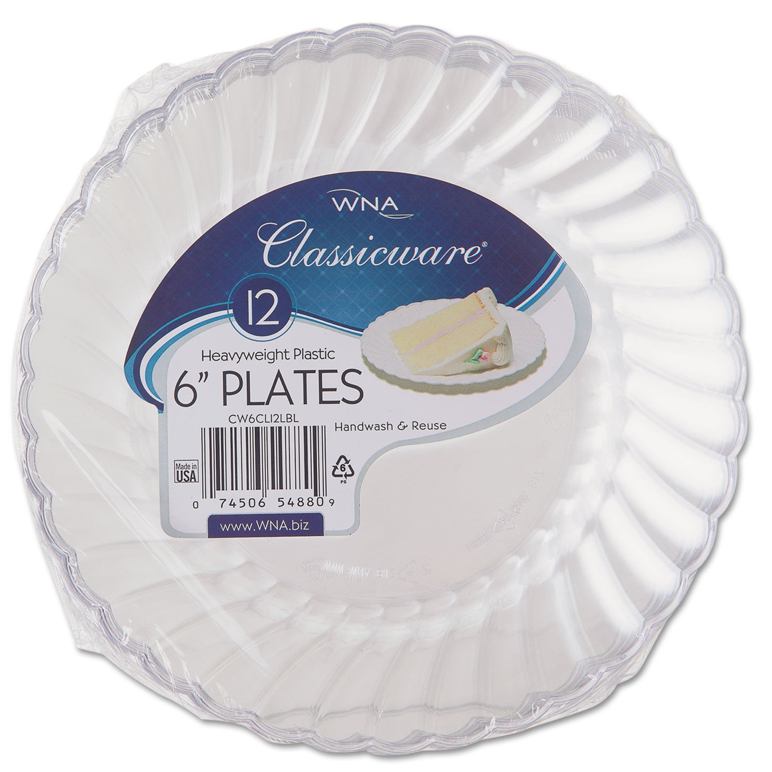 classicware-plastic-plates-6-dia-clear-12-pack-15-packs-carton_wnarscw61512 - 1