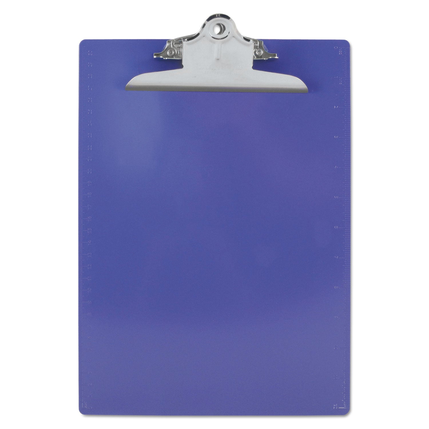 Recycled Plastic Clipboard with Ruler Edge, 1" Clip Capacity, Holds 8.5 x 11 Sheets, Purple - 