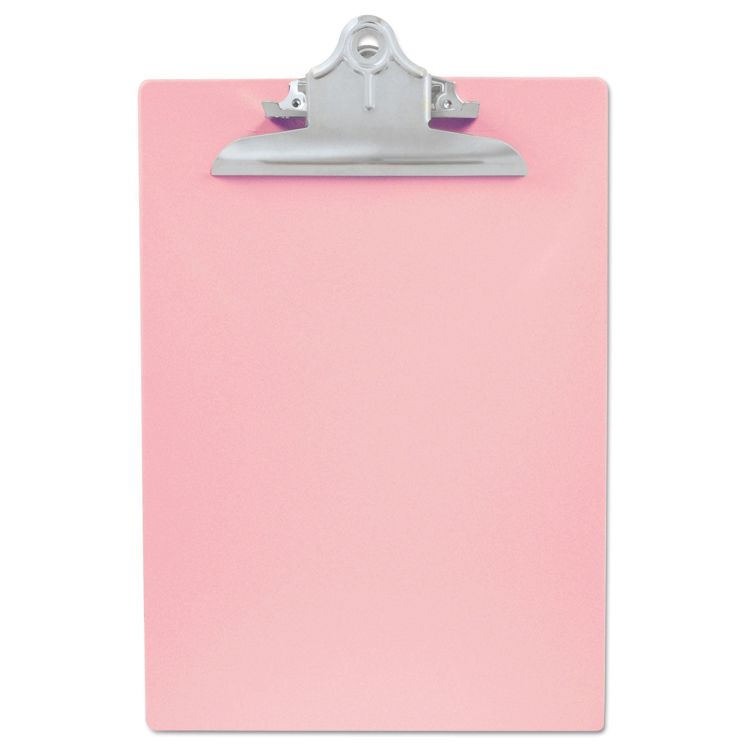 Recycled Plastic Clipboard with Ruler Edge, 1" Clip Capacity, Holds 8.5 x 11 Sheets, Pink - 