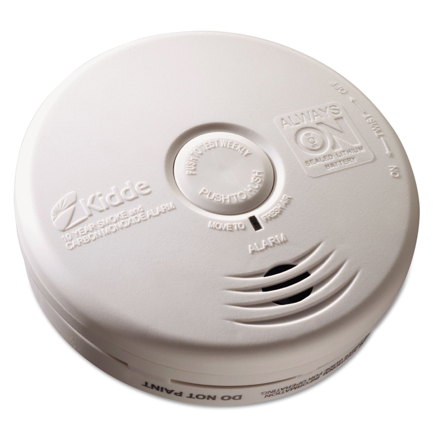 Kitchen Smoke/Carbon Monoxide Alarm, Lithium Battery, 5.22" Diameter x 1.6" Depth - 