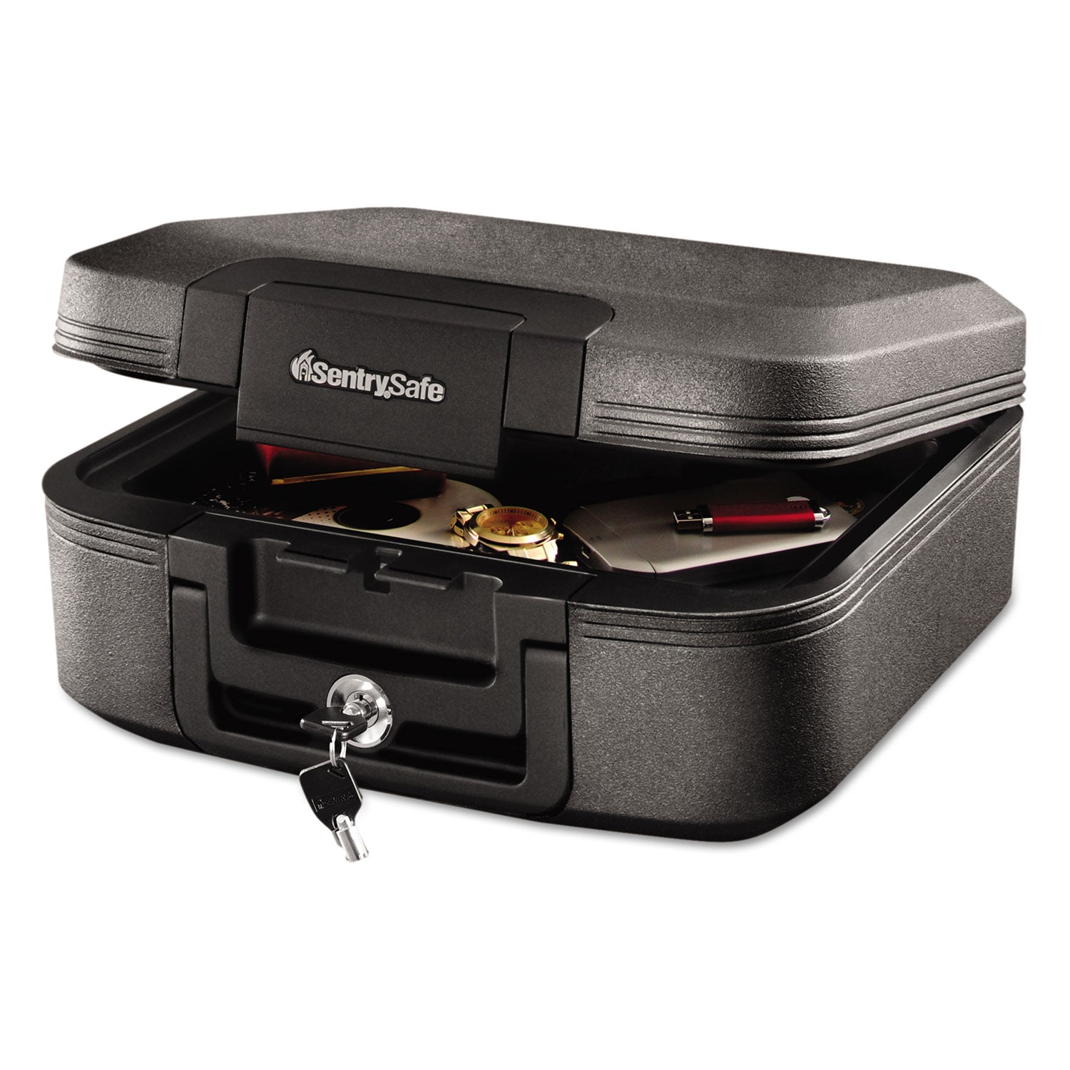 Sentry Safe Tubular Lock Fire Chest - Water Proof - Overall Size 6.6" x 15.4" x 14.3" - Charcoal Gray - 1