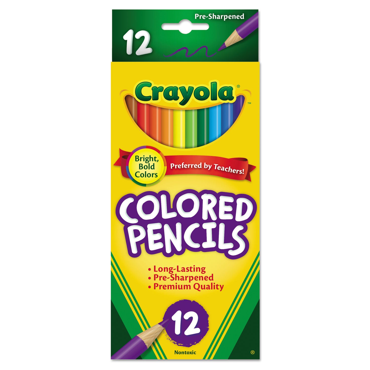 Long-Length Colored Pencil Set, 3.3 mm, 2B, Assorted Lead and Barrel Colors, Dozen - 