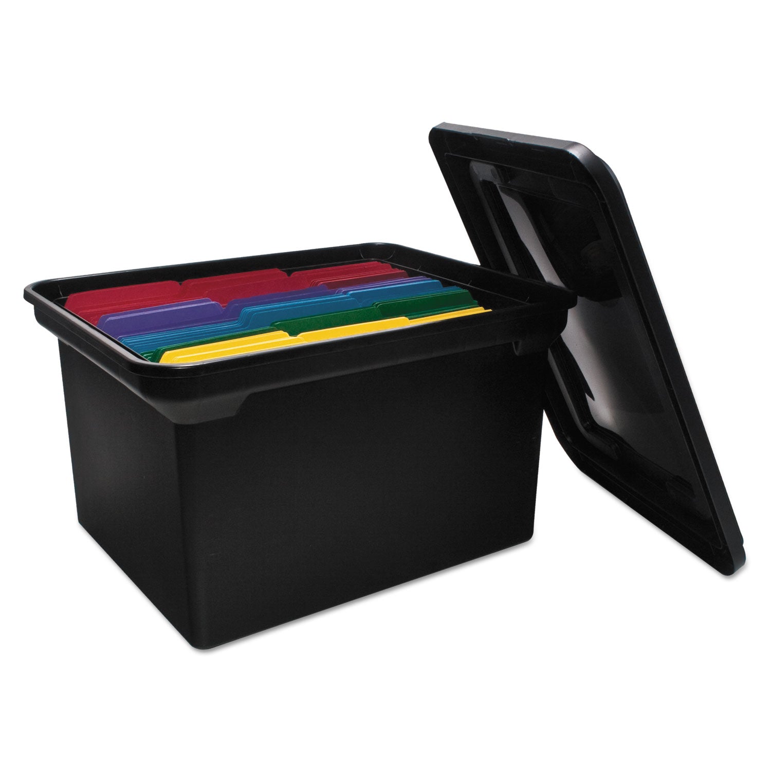 File Tote with Lid, Letter/Legal Files, 14.25" x 18" x 10.88", Black - 