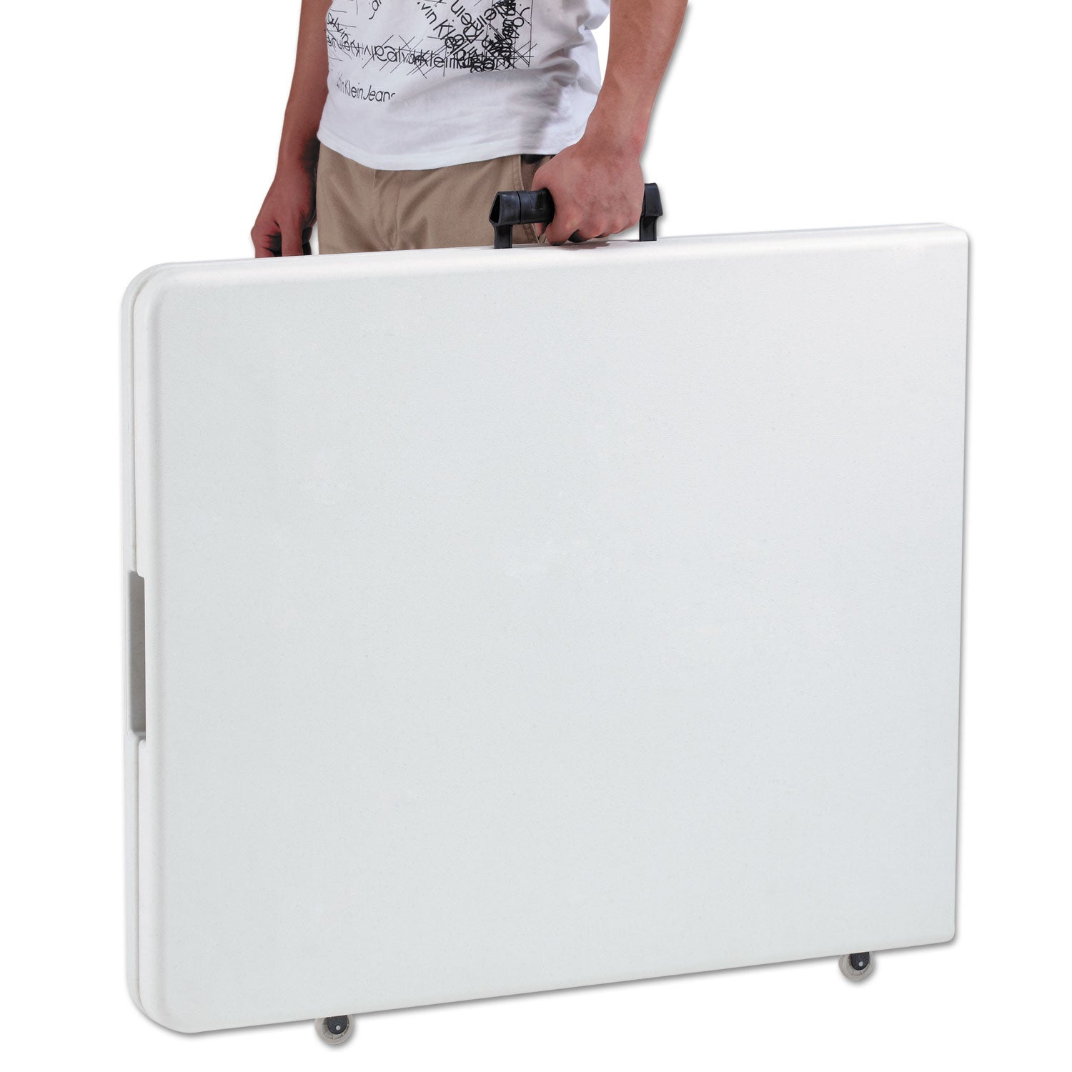 Fold-in-Half Resin Folding Table, Rectangular, 72w x 29.63d x 29.25h, White - 