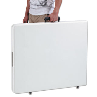 Fold-in-Half Resin Folding Table, Rectangular, 72w x 29.63d x 29.25h, White - 