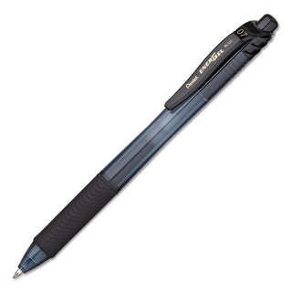 EnerGel-X Gel Pen, Retractable, Medium 0.7 mm, Black Ink, Smoke/Black Barrel, 24/Pack - 