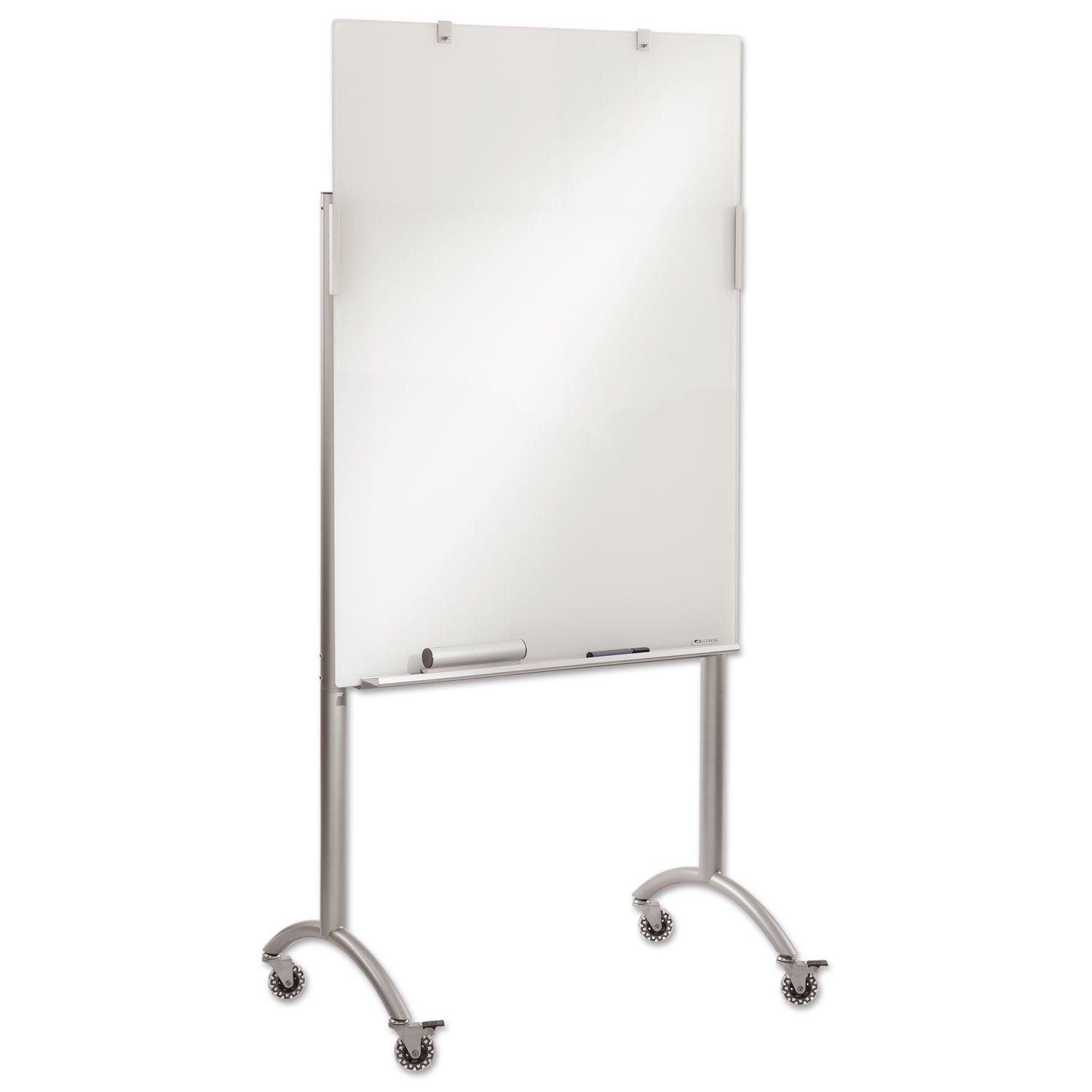 Clarity Mobile Easel with Integrated Glass Marker Board, 36 x 48 x 72, Steel - 