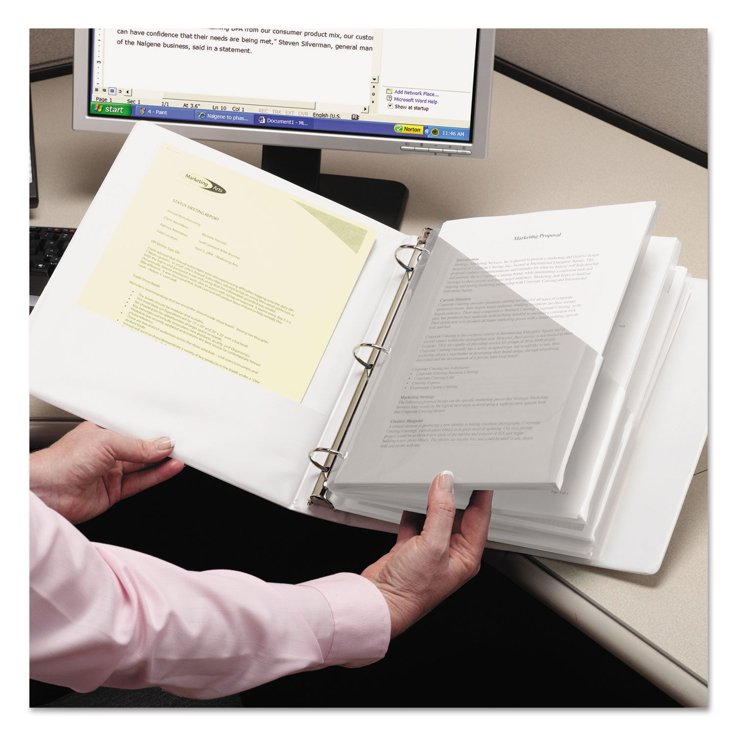 Organized Up Poly Slash Jackets, 2-Sections, Letter Size, Clear, 5/Pack - 
