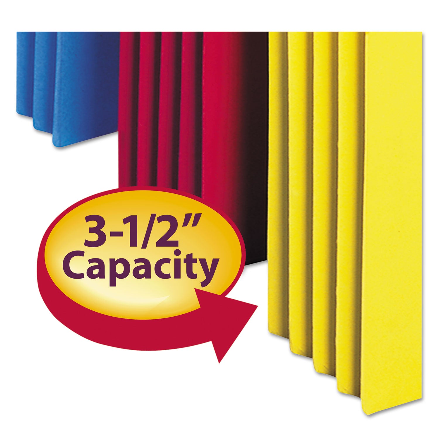 Colored File Pockets, 3.5" Expansion, Letter Size, Assorted Colors, 5/Pack - 