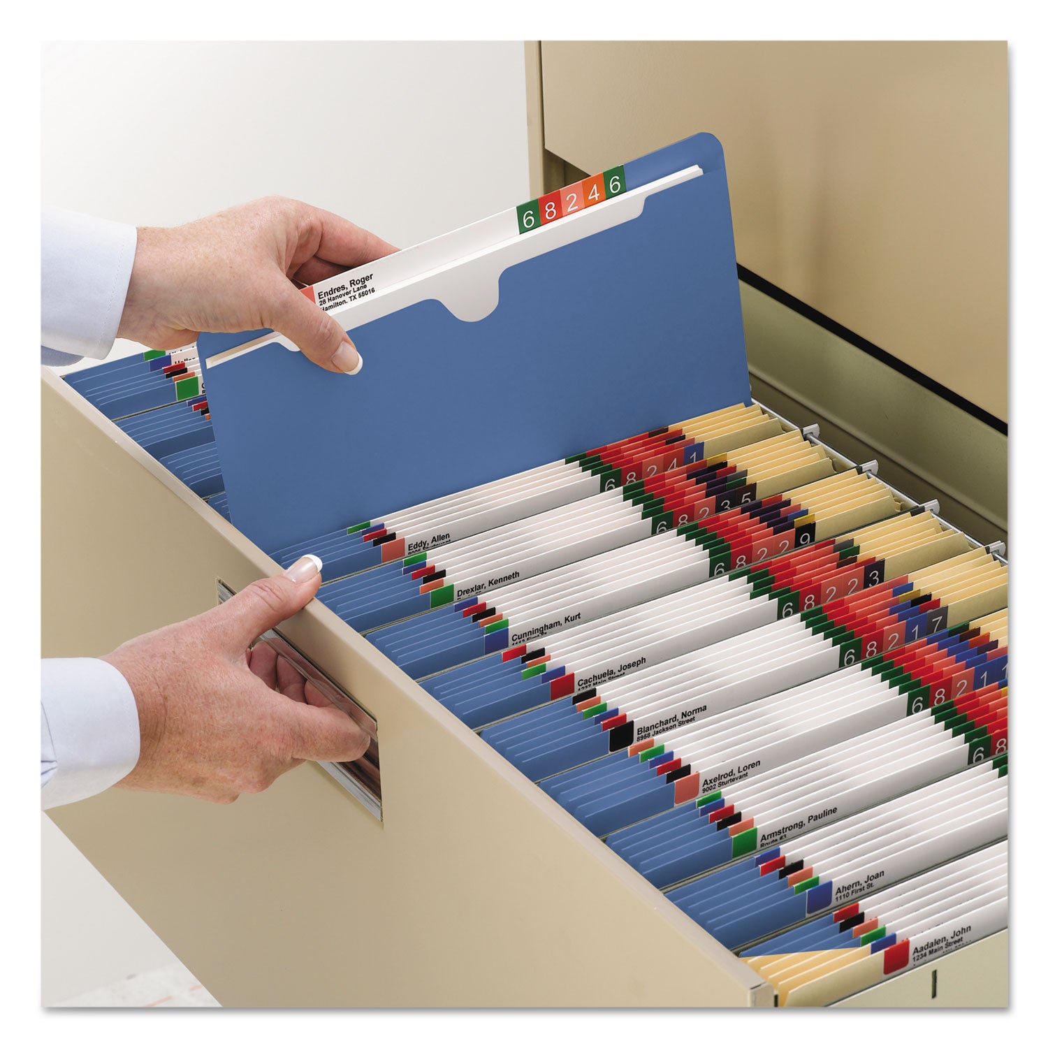 Colored File Jackets with Reinforced Double-Ply Tab, Straight Tab, Letter Size, Blue, 100/Box - 