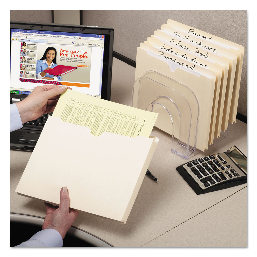 100% Recycled Top Tab File Jackets, Straight Tab, Letter Size, Manila, 50/Box - 