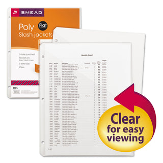 Organized Up Poly Slash Jackets, 2-Sections, Letter Size, Clear, 5/Pack - 