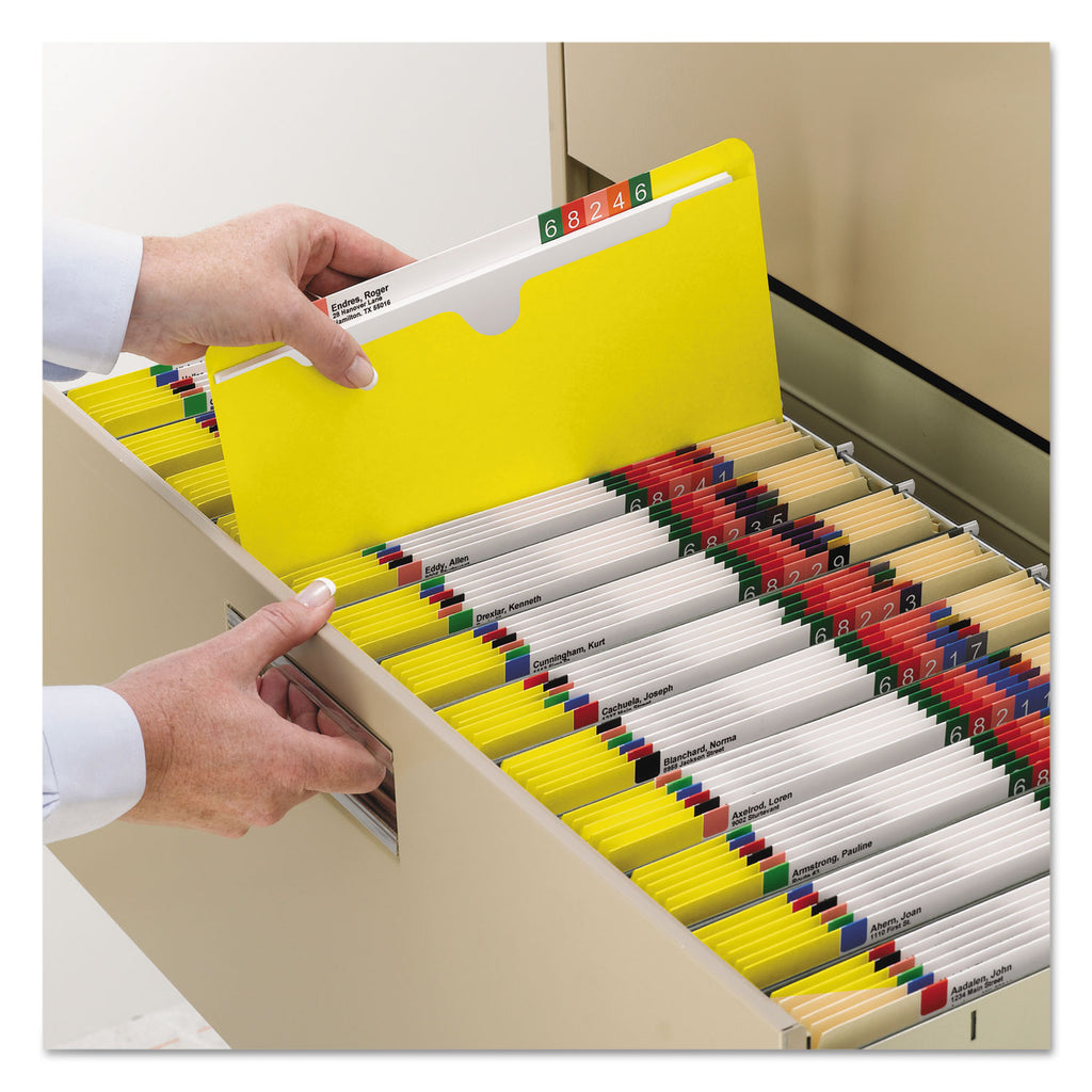 Colored File Jackets with Reinforced Double-Ply Tab, Straight Tab, Letter Size, Yellow, 100/Box - 