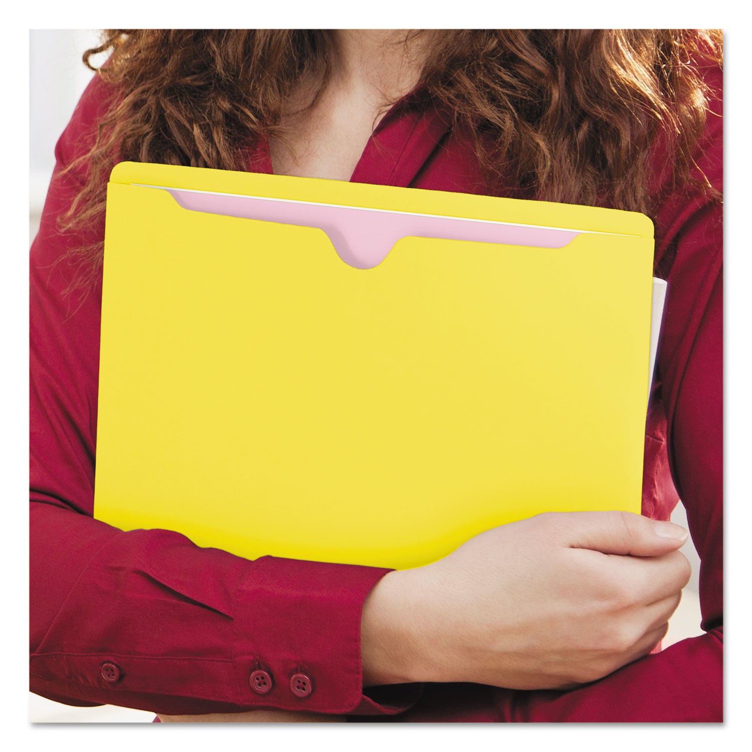Colored File Jackets with Reinforced Double-Ply Tab, Straight Tab, Letter Size, Yellow, 100/Box - 