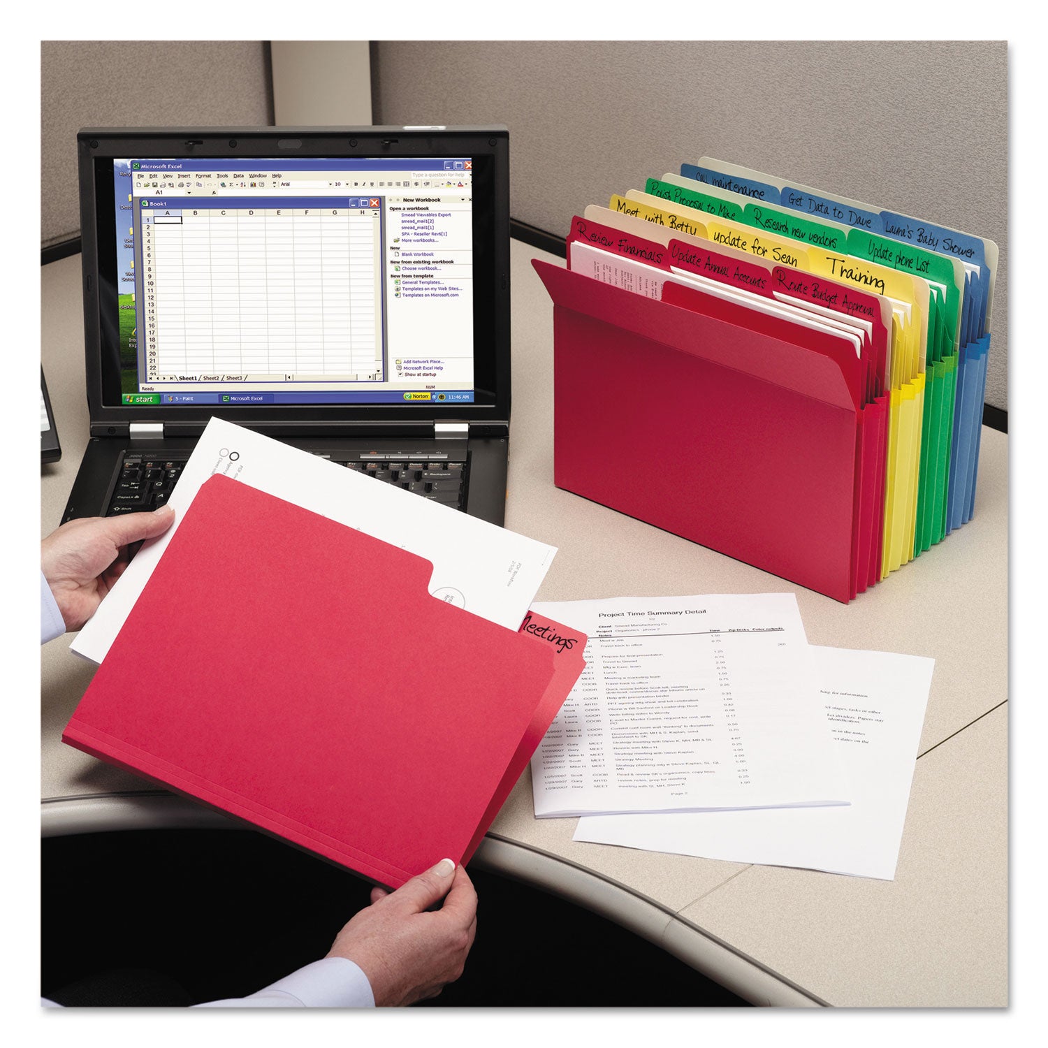 Colored File Pockets, 3.5" Expansion, Legal Size, Assorted Colors, 5/Pack - 