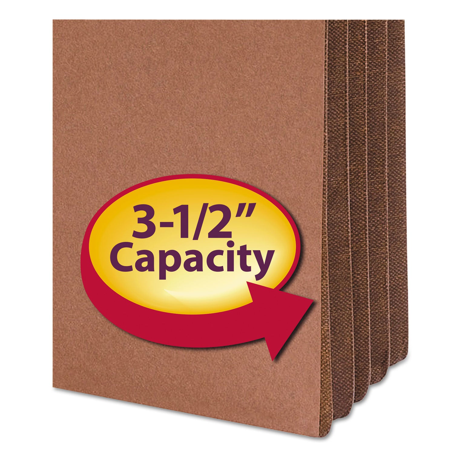 Redrope Drop-Front File Pockets with Fully Lined Gussets, 3.5" Expansion, Letter Size, Redrope, 10/Box - 