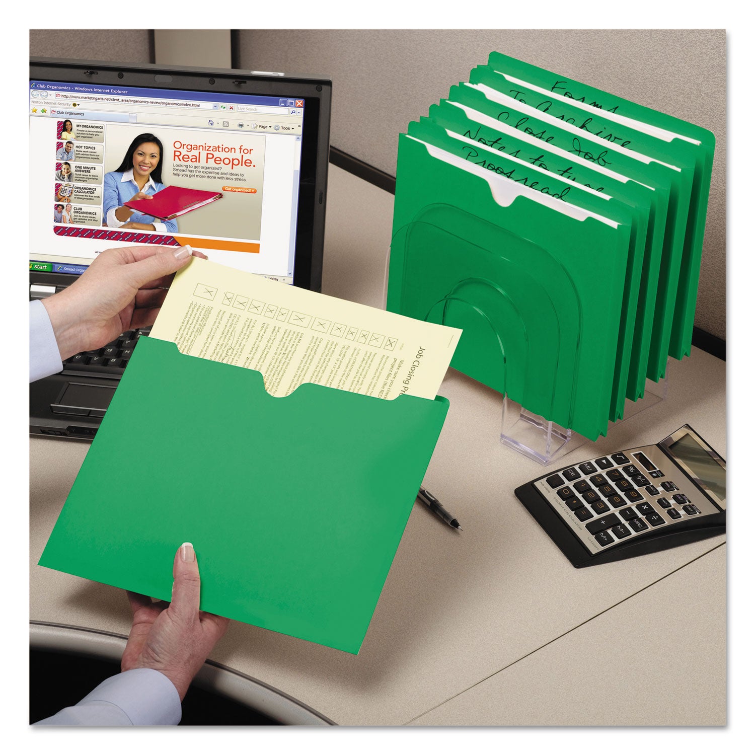 Colored File Jackets with Reinforced Double-Ply Tab, Straight Tab, Letter Size, Green, 100/Box - 