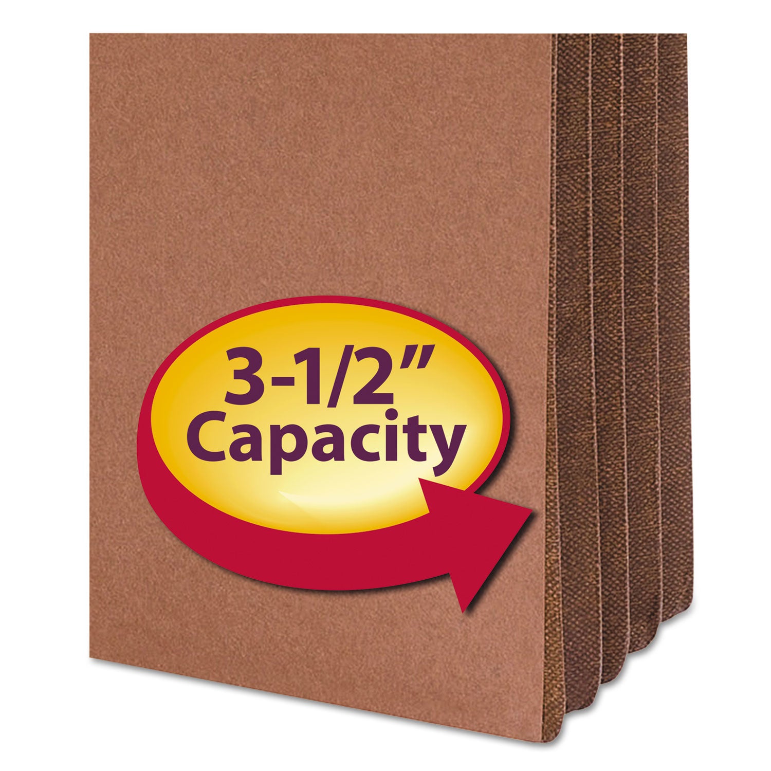 Redrope Drop-Front File Pockets with Fully Lined Gussets, 3.5" Expansion, Legal Size, Redrope, 10/Box - 