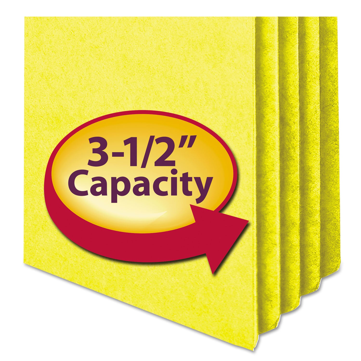 Colored File Pockets, 3.5" Expansion, Letter Size, Yellow - 