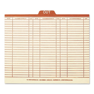 Manila Out Guides, Printed Form Style, 1/5-Cut Top Tab, Out, 8.5 x 11, Manila, 100/Box - 