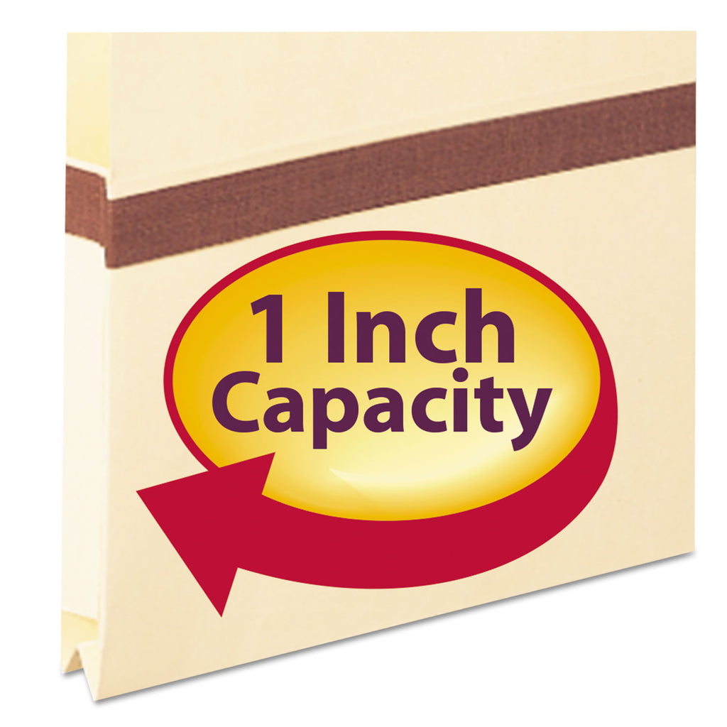 Manila File Pockets, 1" Expansion, Legal Size, Manila - 