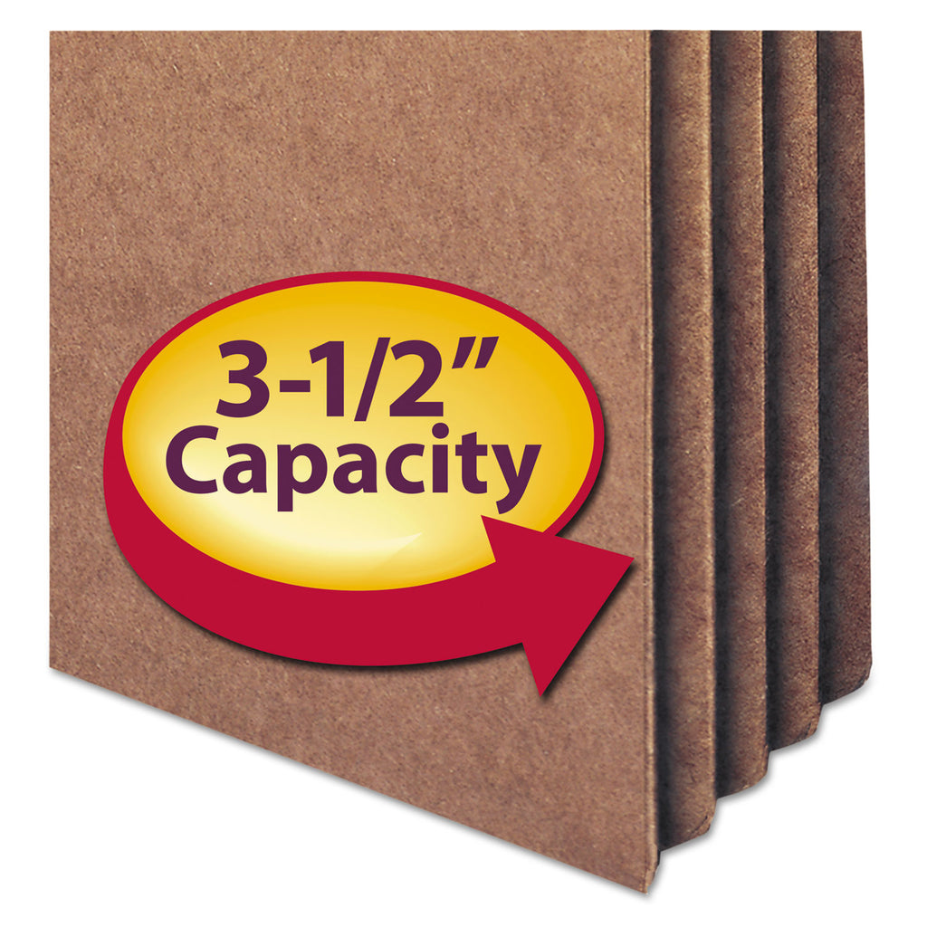 Recycled Top Tab File Pockets, 3.5" Expansion, Letter Size, Redrope, 25/Box - 