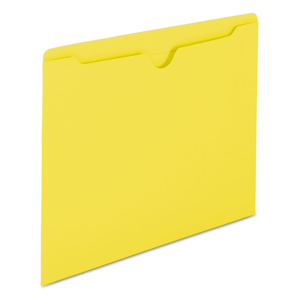 Colored File Jackets with Reinforced Double-Ply Tab, Straight Tab, Letter Size, Yellow, 100/Box - 