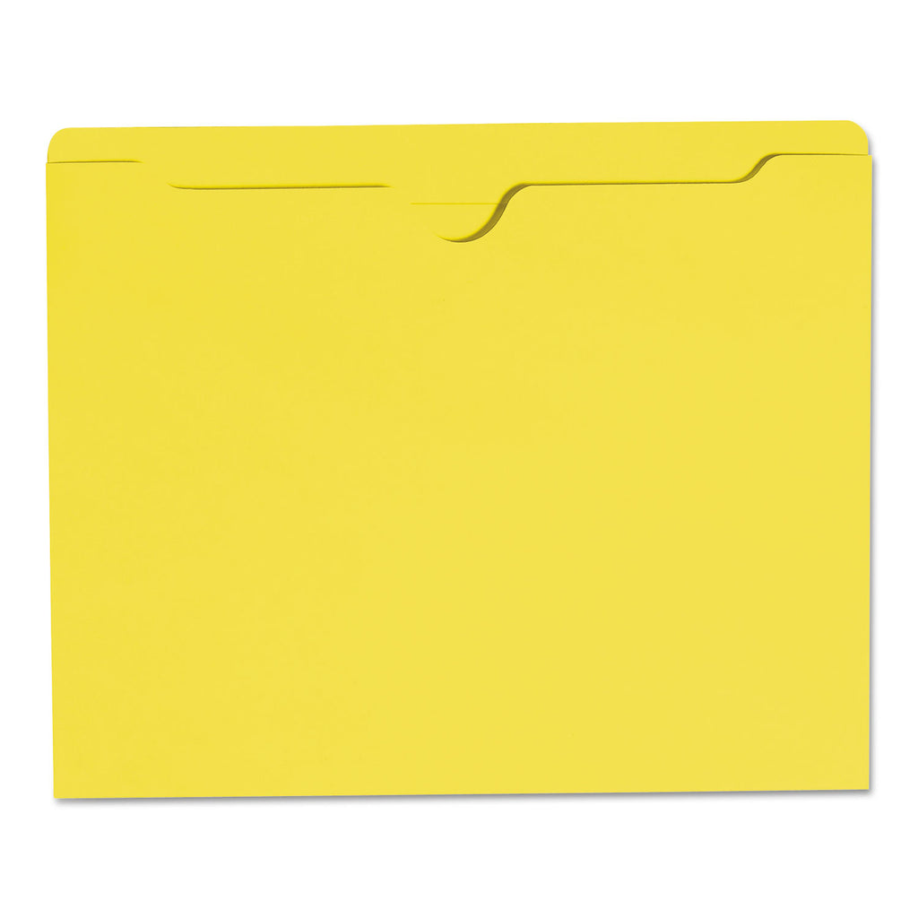 Colored File Jackets with Reinforced Double-Ply Tab, Straight Tab, Letter Size, Yellow, 100/Box - 