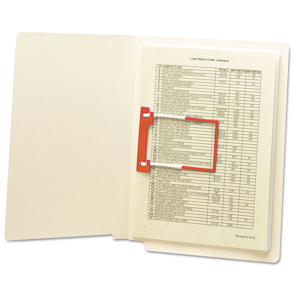 U-Clip Bonded Fasteners, 2" Capacity, 2.75" Center to Center, Red/White, 100/Box - 