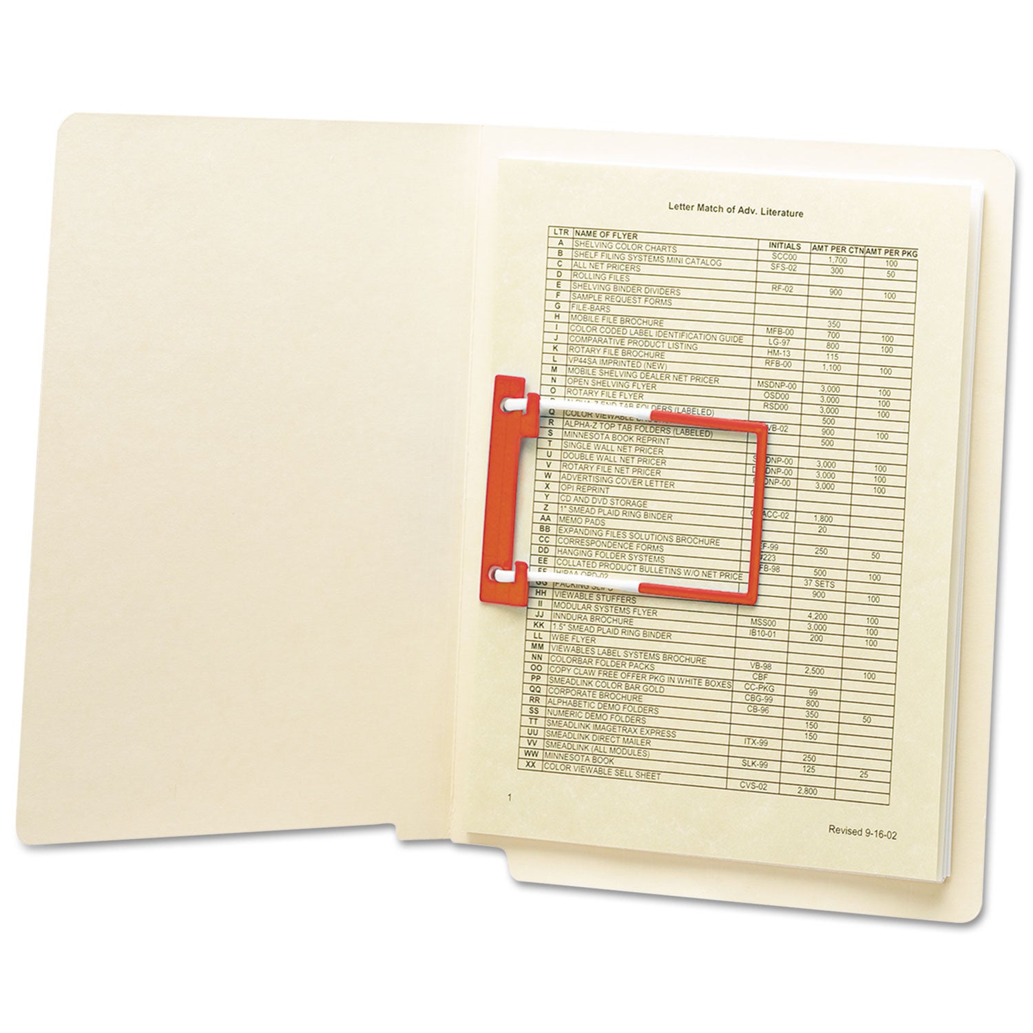 U-Clip Bonded Fasteners, 2" Capacity, 2.75" Center to Center, Red/White, 100/Box - 