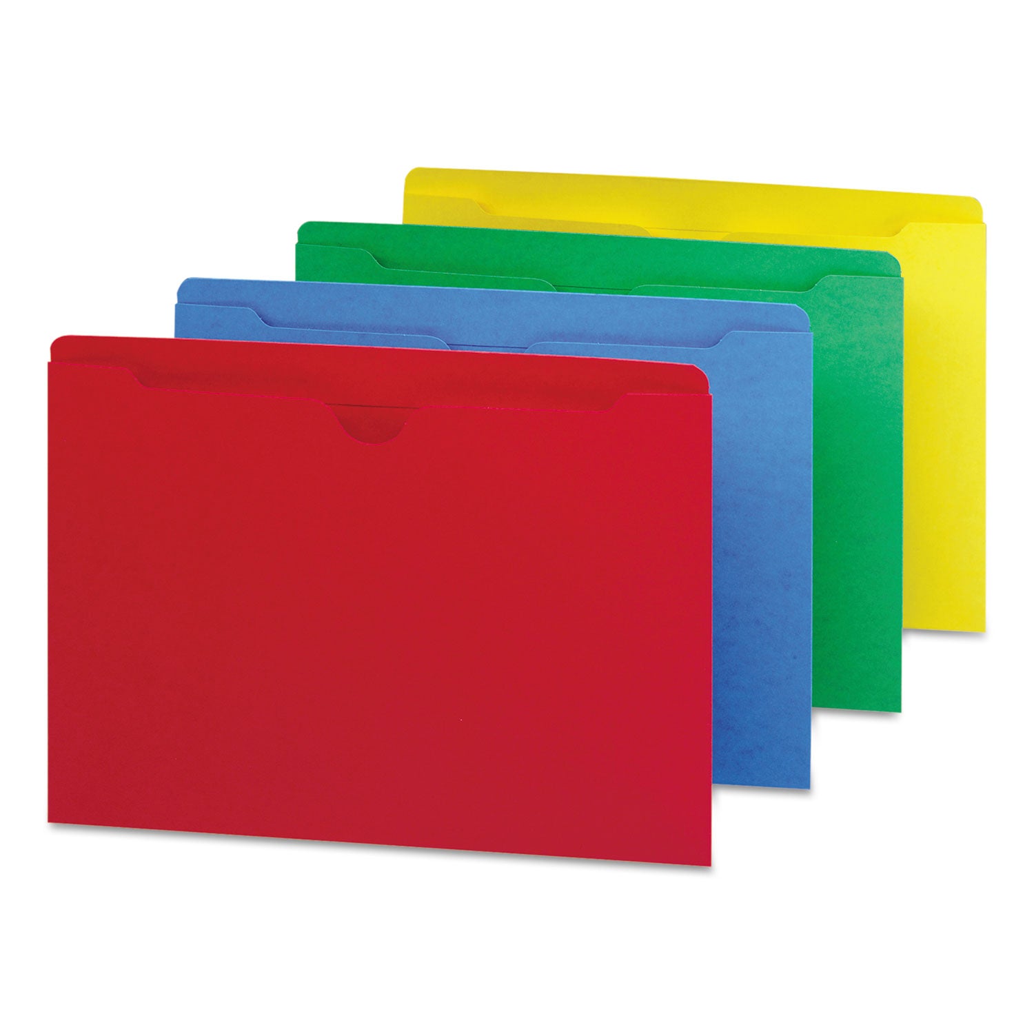 Colored File Jackets with Reinforced Double-Ply Tab, Straight Tab, Letter Size, Assorted Colors, 100/Box - 