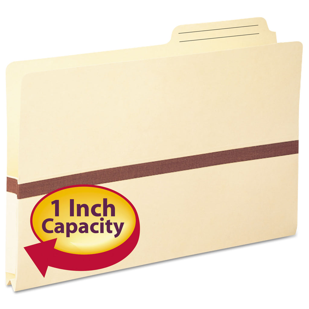 Manila File Pockets, 1" Expansion, Legal Size, Manila - 