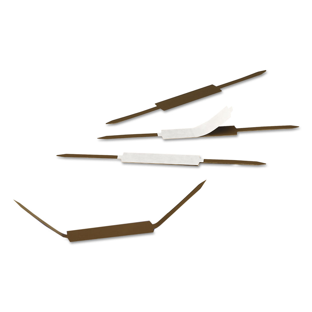 Standard Self-Adhesive Two-Prong Fastener Base and Compressor Sets, 2" Capacity, 2.75" Center to Center, Brown, 100/Box - 